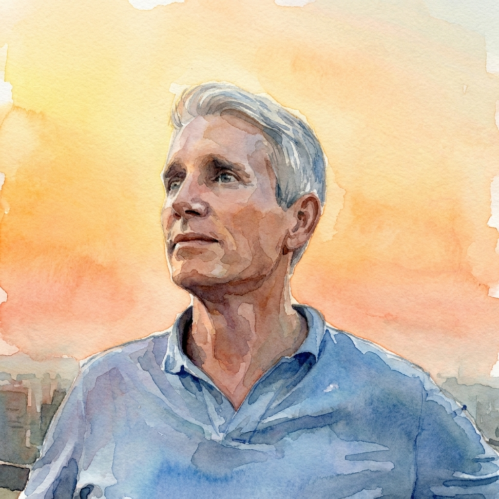 Watercolor portrait of Jack Yeager, founder of Mistiva